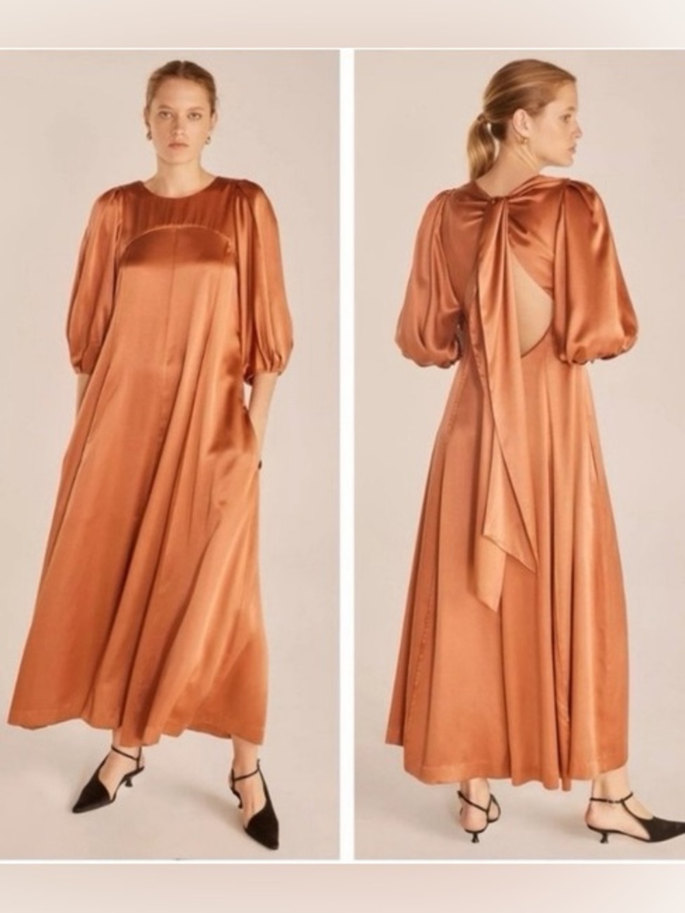 Rebecca Taylor Satin Copper Dress